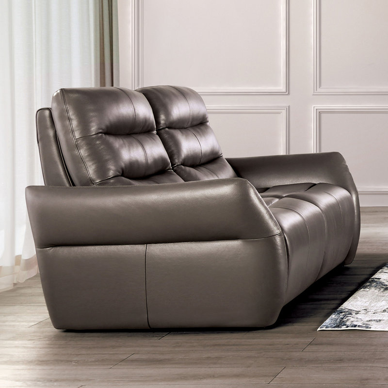 63.4" W Transitional Power Loveseat, Gray
