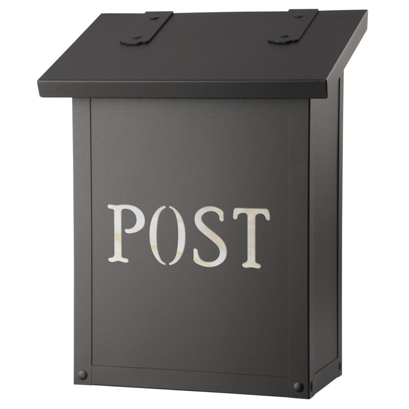 Brass Wall Mounted Mailbox, Honey, Textured Black