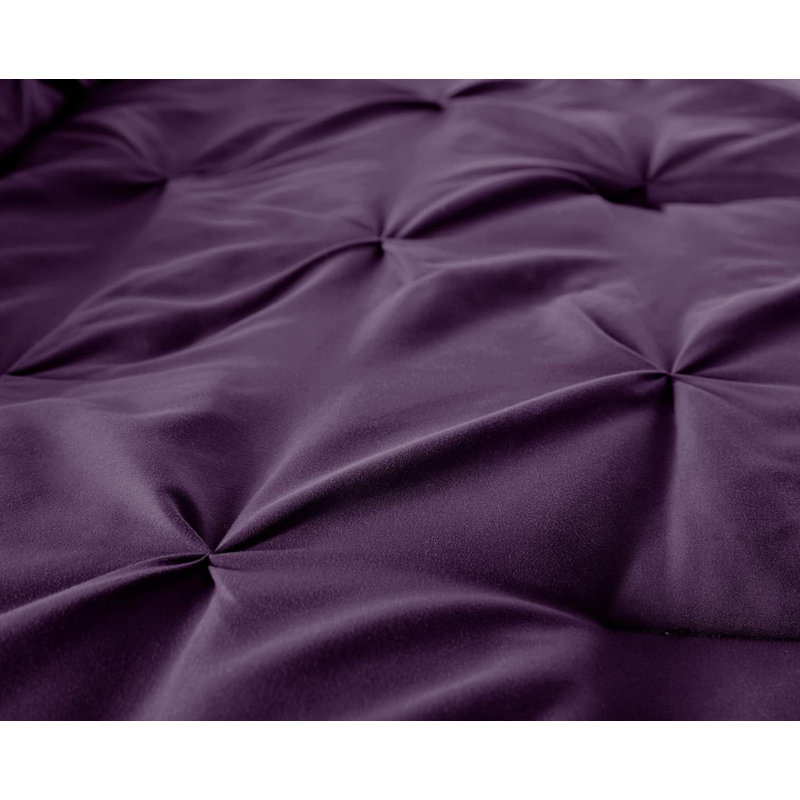 Berlin Pintuck Microfiber 3-Piece Comforter Set, Twin Comforter + 1 Standard Sham, Purple