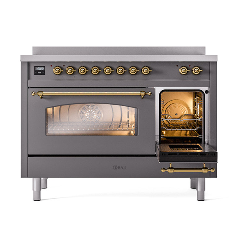 ILVE Nostalgie II 48 in Induction Range, Graphite Matte/Brass