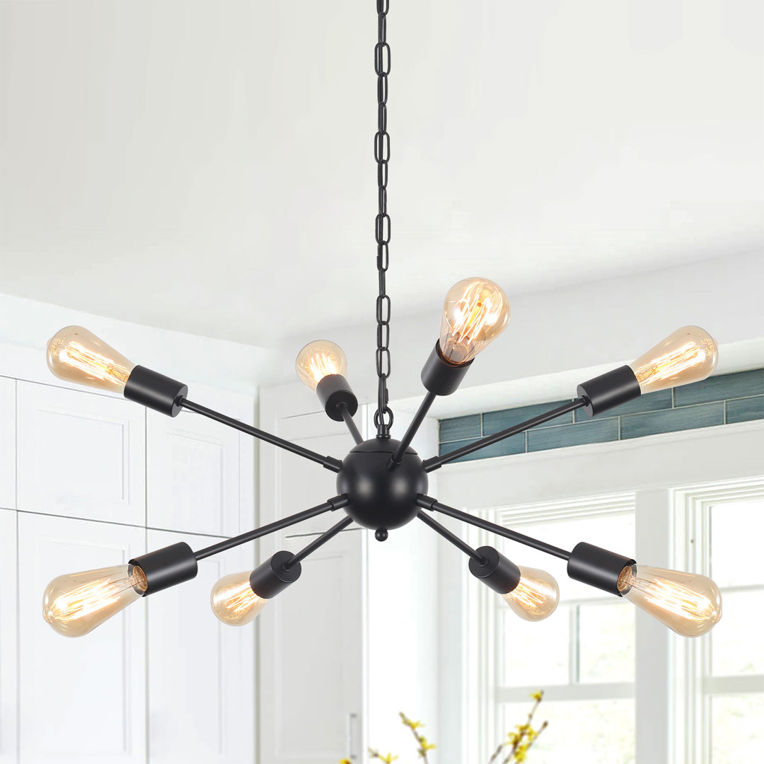 Pushkar 8 - Light Modern Plug in Sputnik Sphere Chandelier with Cord & ON/OFF Switch, Industrial Dining Room Chandelier Kitchen Pendant Lights Mercer41 