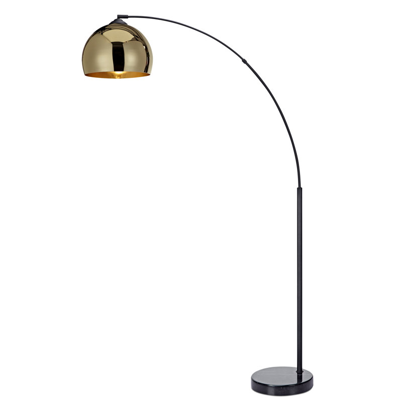 Adjustable Gold Arc Floor Lamp with Faux Marble Base
