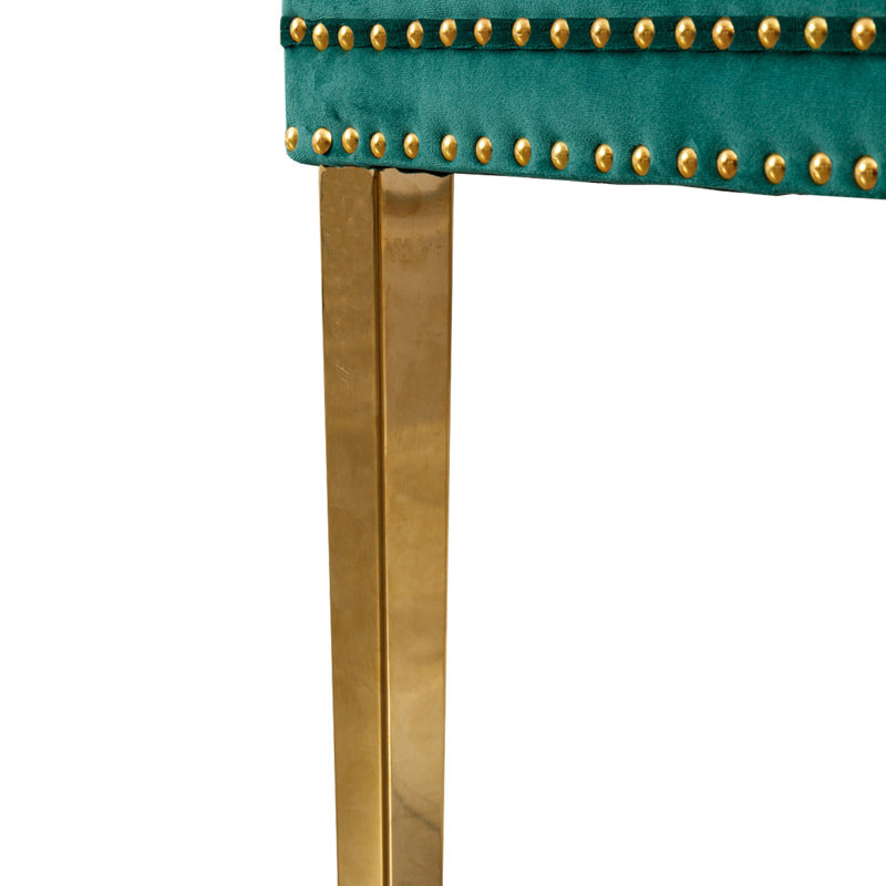 Chaise rembourrée capitonnée, Or, Vert