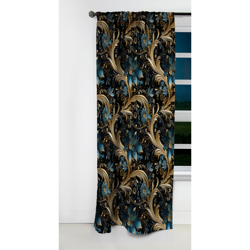 Motif cachemire doré à motif cachemire III - Rideau floral occultant - 1 panneau, L 52 po x L 90 po