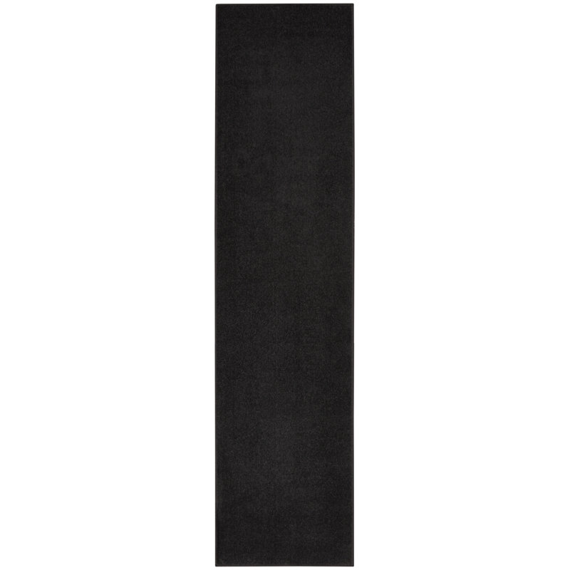 Mullican Sandy Solid Black Easy Care Indoor/Outdoor Area Rug, Runner 2'2" x 12'