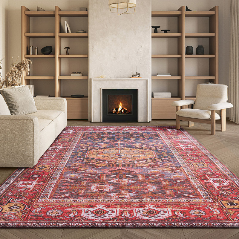 Tapis bleu marine / rouille Gullion Southwestern, Rectangulaire 8 pi x 10 pi