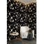Papier peint floral, décoration murale rétro noire-1458808274