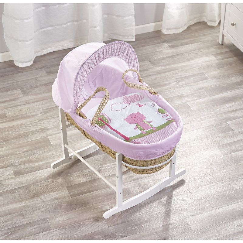 Moses Basket With Stand with Bedding with Mattress