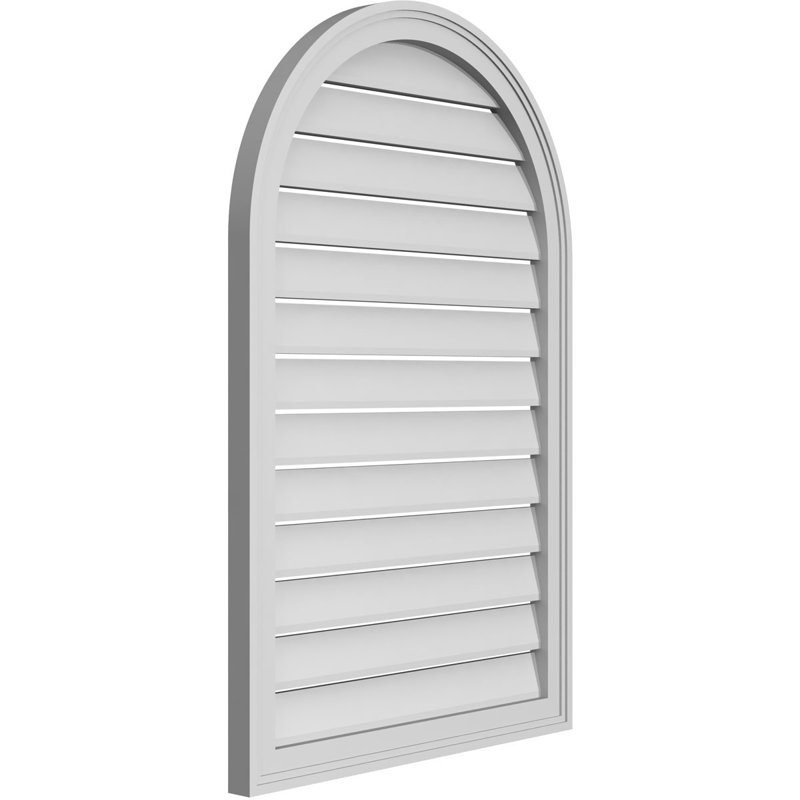 Round Top Surface Mount Signature Urethane Functional Gable Vent, Primed Tan, 40" H x 26" W x 1.5" D