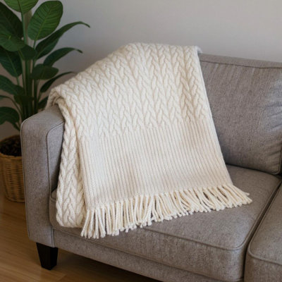 Jeté en mélange de coton 55 po x 70 po avec frange