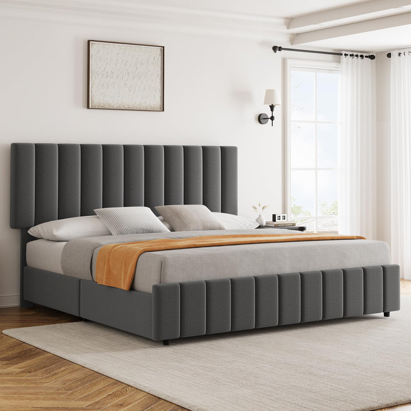 Ditchko Upholstered Bed, Dark Grey, King