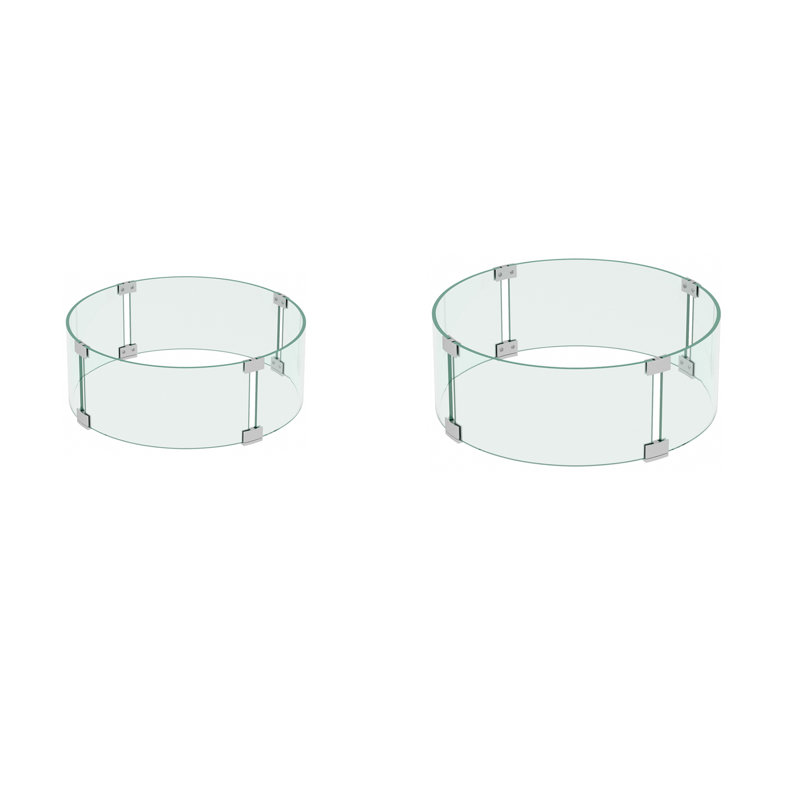 Wiscon Round Glass Fire Pit Accessory, 6" H x 17" W x 17" D