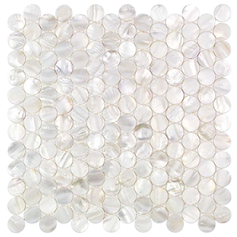 Oyster 1" Penny Round Polished Pearl Mosaic Tile