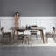 Gray + Nut-brown Rectangular Sintered Stone + Solid Wood Dining Table-1599835783