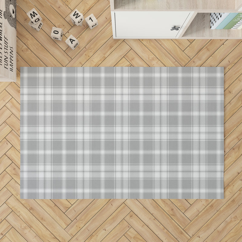 Billy Tartan Kids Play Mat, Gray, Rectangle 24" x 36"