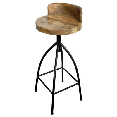 Tabouret de bar pivotant réglable industriel avec dossier