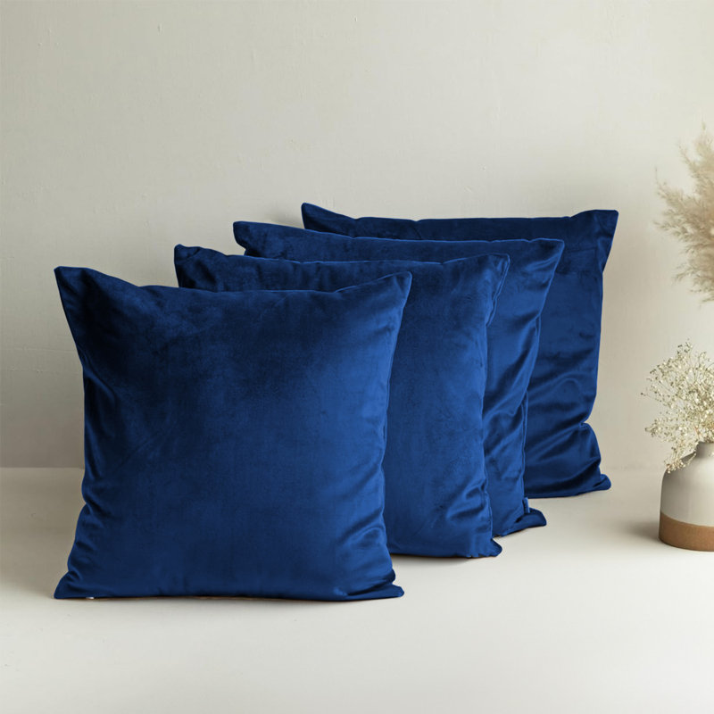 Square Luxury Velvet Throw Cushion Covers for sofa, couch set of 4, Navy