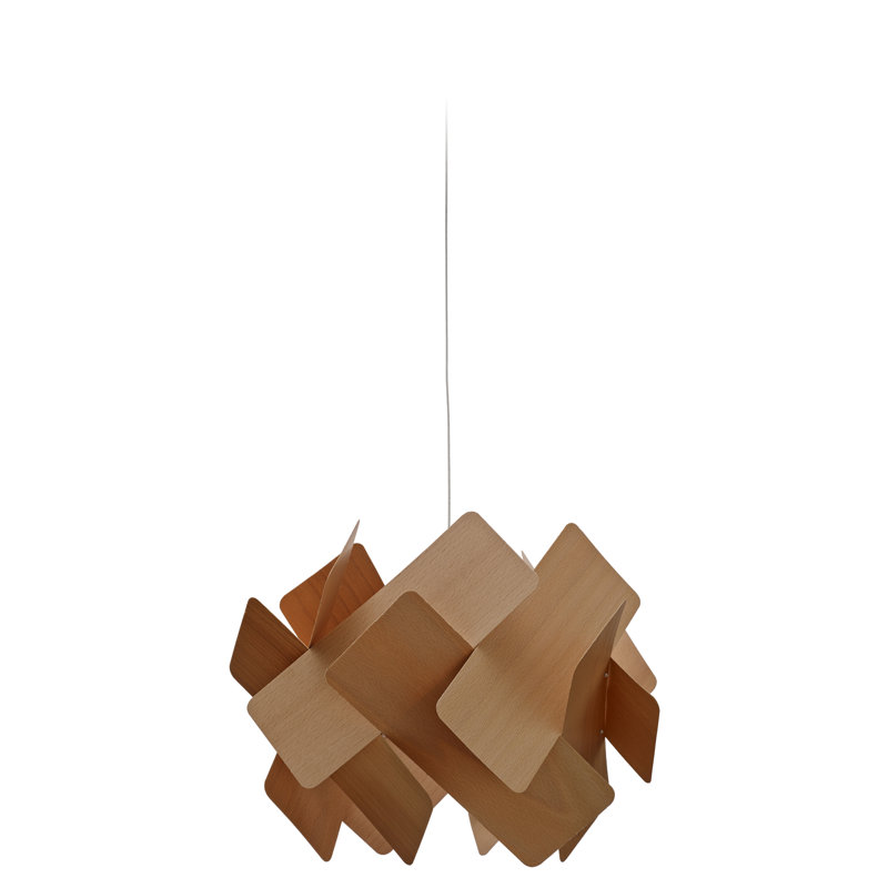 1 - Light Pendant, E26 Base, Natural Beech, Matte Black