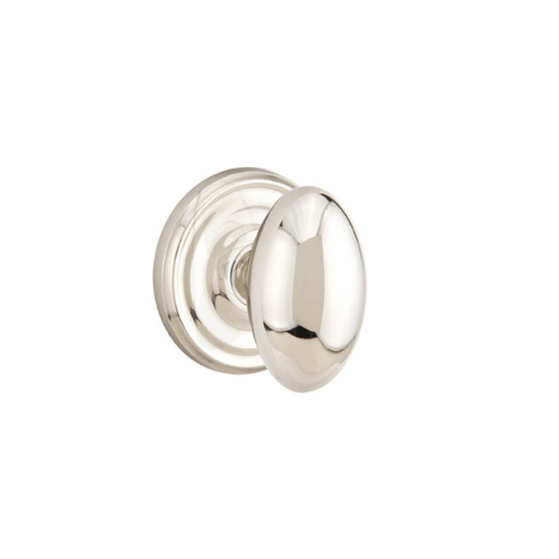 Ensemble de boutons de passage Emtek avec rosette régulière et bouton d'œuf, Nickel poli à vie