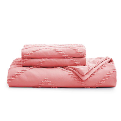 Averyonna Reversible Embroidered Geometric Duvet Cover Set with Zipper Closure