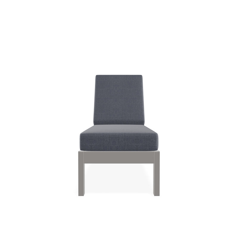 Chaise longue sans accoudoirs en polyester à 3 positions Leeward, Gris chaleureux, Denim prouvé