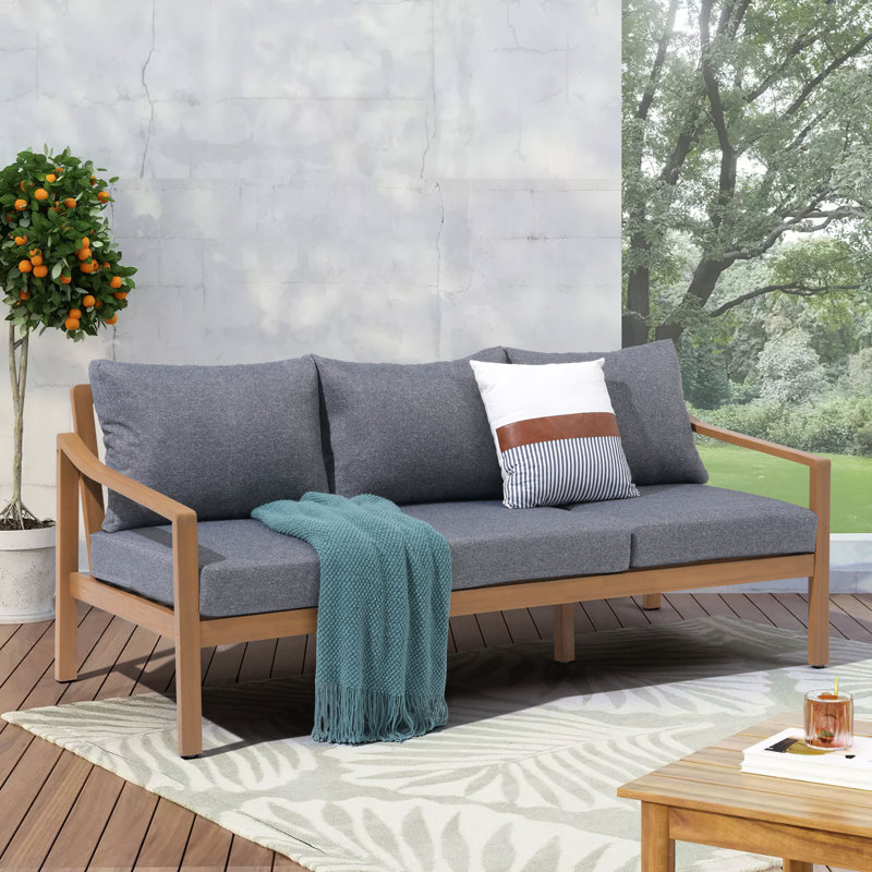 Outdoor Patio Sofa With Cushions, Gray