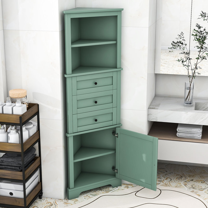 Armoire de salle de bain autoportante Zaviah, Vert