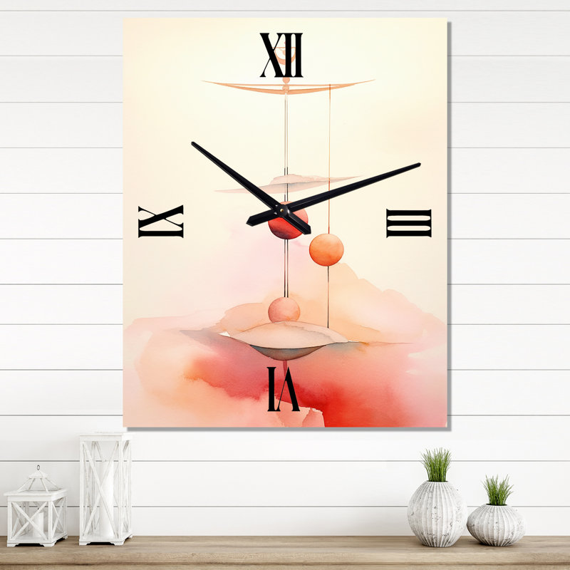 Peach And Yellow Minimalist Harmony V - Minimalism Modern Wall Clock, Extra Large