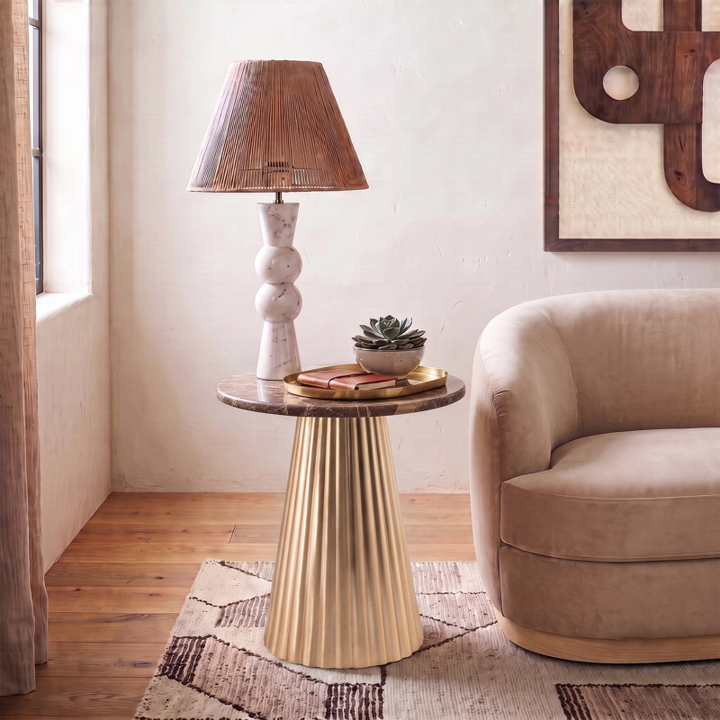 Table de bout Cindra, 15" Height, Brun, Laiton