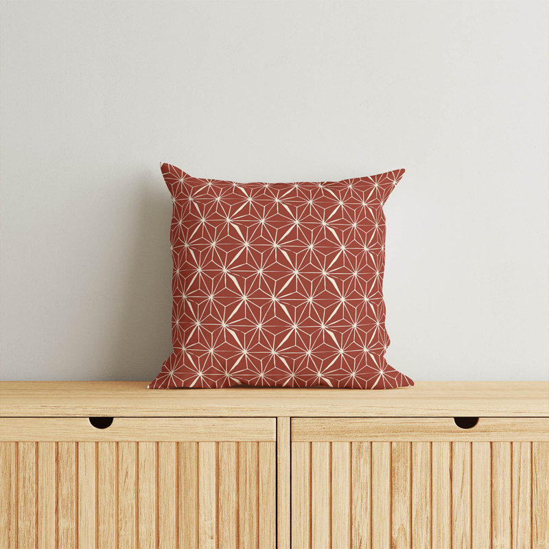 Coussin décoratif Asanoha Star, Brique d'argile, Carré 18 po