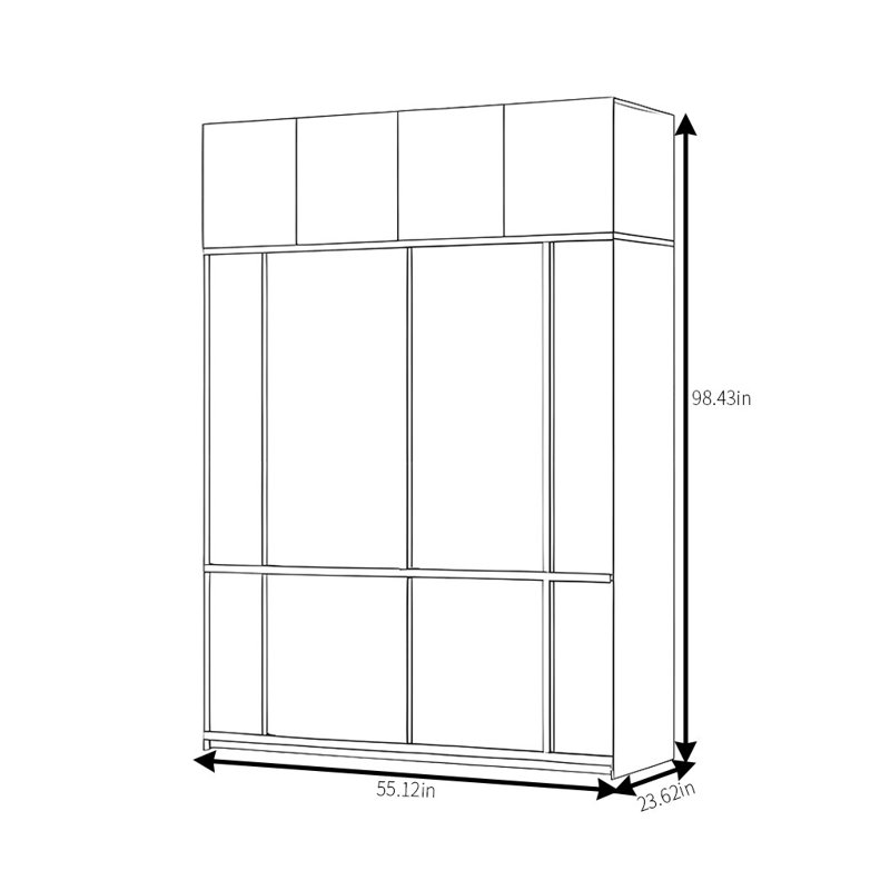 Une garde-robe au design simple, H 98,43 po x l 55,12 po x P 23,62 po