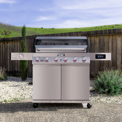 🔥BIG SALEᚼᛒ📱Monument Grills Smart Denali 605,6-Burner Stainless Steel Gas Grill, 84,000 BTU🍗 Natural Gas & Liquid Propane Compatible – Perfect for Family BBQs,Holiday gift🎁