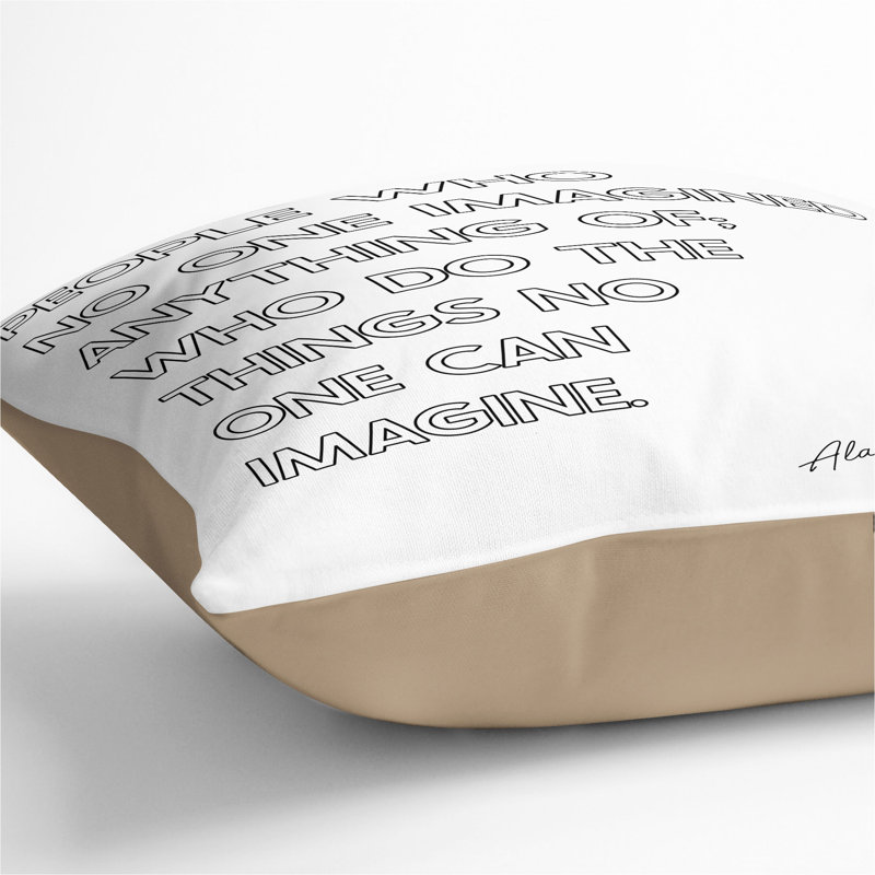 No One Imagined Alan Turing Square Throw Cushion, 55cm H x 55cm W x 20cm D, Stone