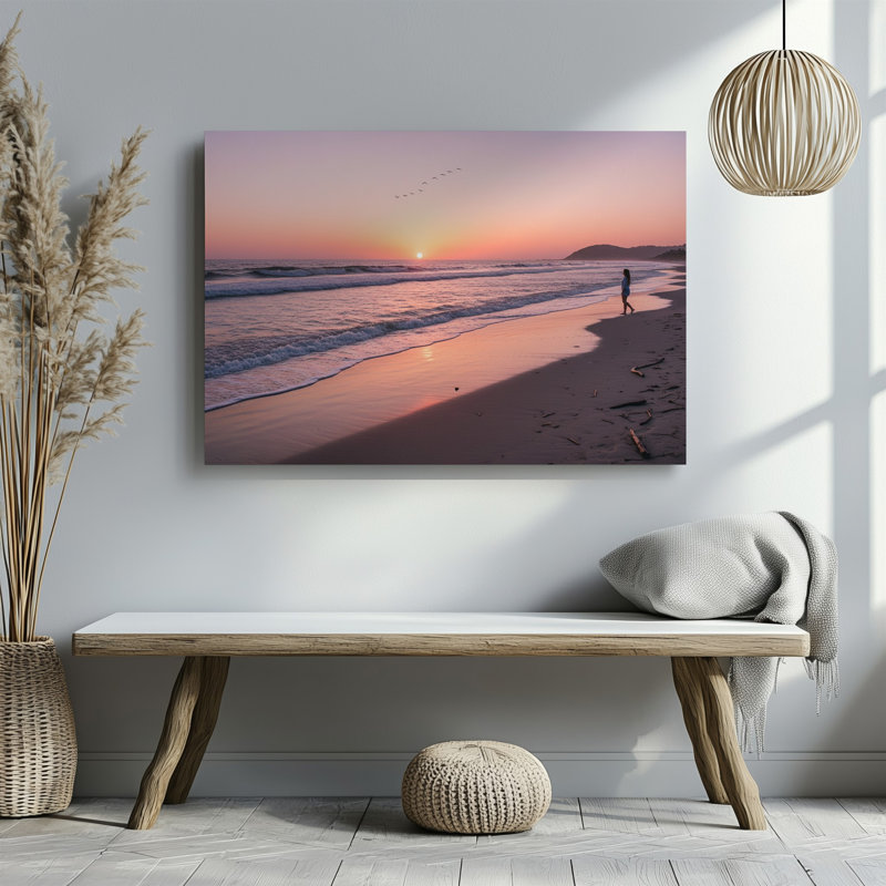 Reproduction d'art sur toile, "Tranquil Beach Scene At Sunset", H 9 po x l 12 po