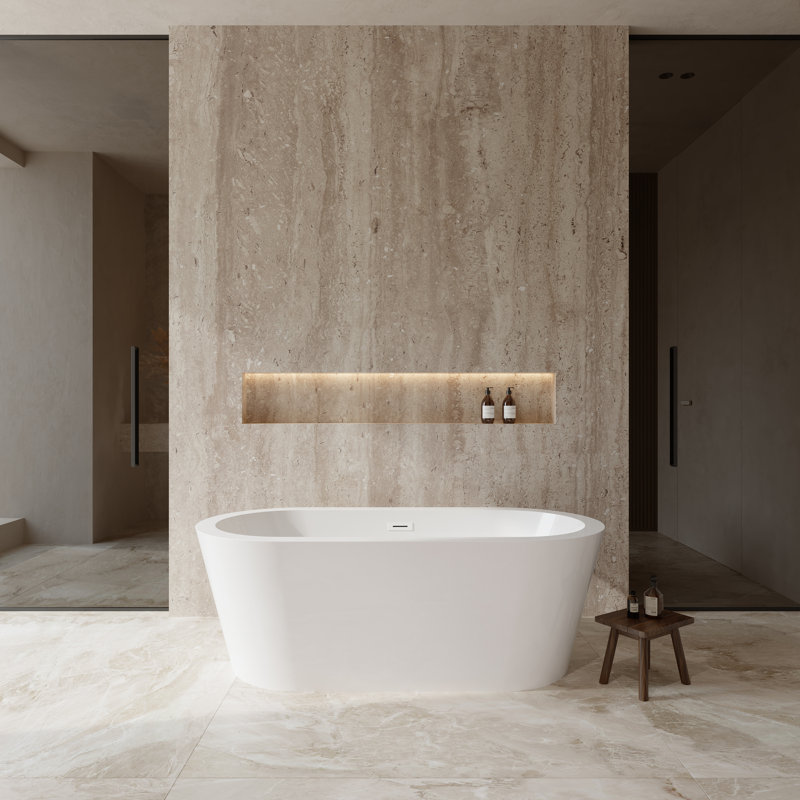 Mermaid 67'' x Soaking Acrylic Bathtub, Shiny White
