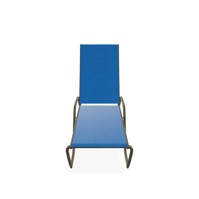 Outdoor Rust-Resistant Metal Chaise Lounge, Textured Beachwood, Pacific Blue 28D