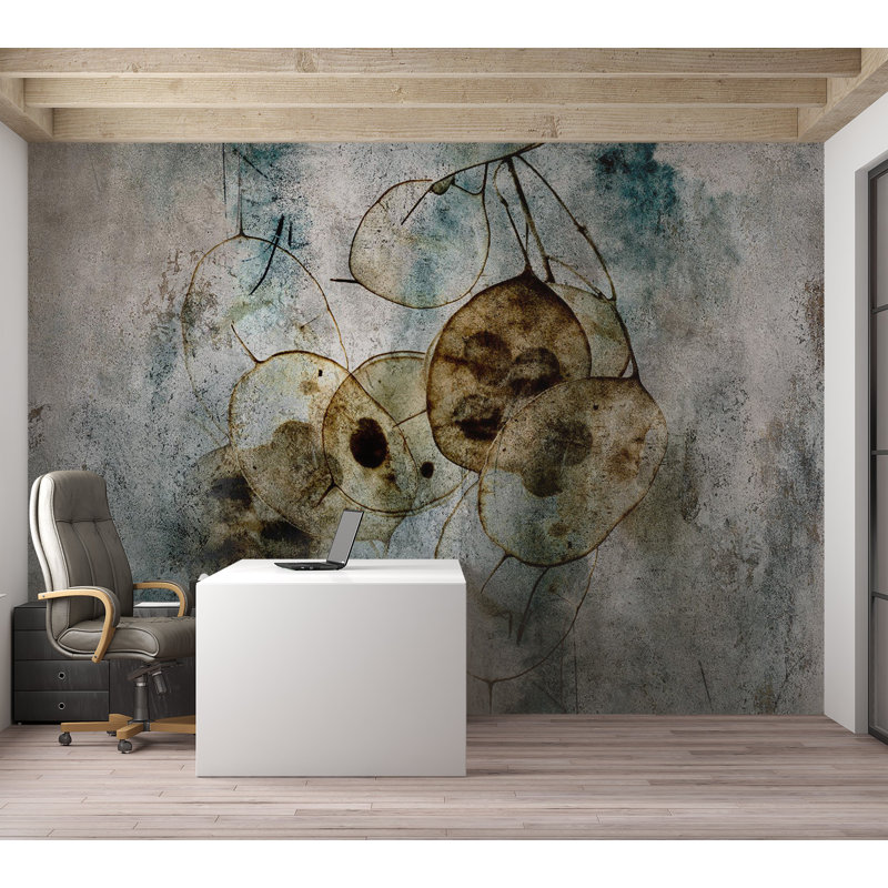Papier peint abstrait - Nature et lunaire, L 110 po x l 157 po