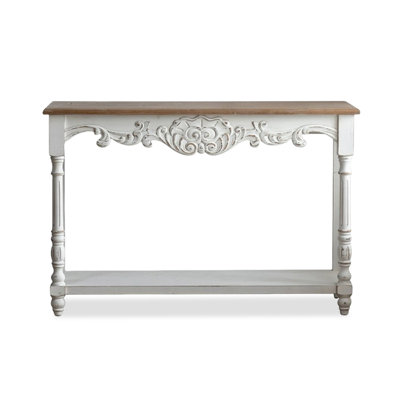 White Solid wood Rectangular  Console Table