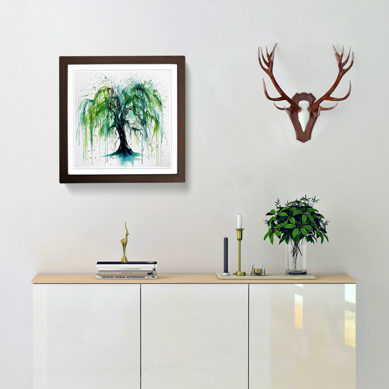 Weeping Willow Splatter Art - Framed Print, Walnut