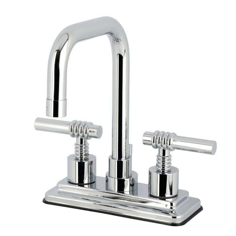 Kingston Brass Milano Double-Handle 3-Hole Deck Mount 4-Inch Centerset Bathroom Faucet With Brass Pop-Up, Polished Chrome