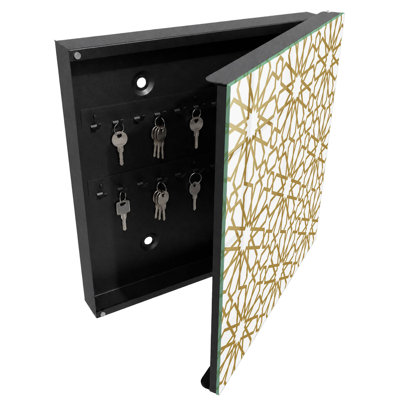 Key storage cabinet, Opens to the right, 30x30x5, Black, Classic geometry in a harmonious arrangement, 