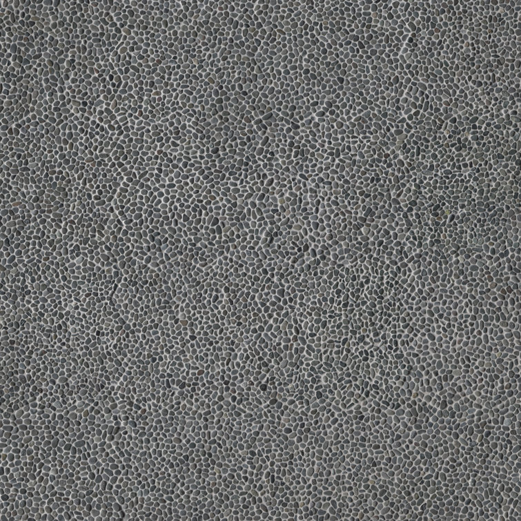 Noir Ash Mini Pebble 12" X 12" Tumbled Marble Mosaic Floor And Wall Tile