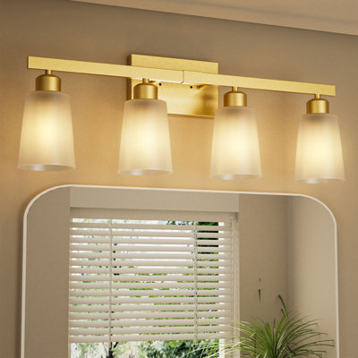 Éclairage pour meuble-lavabo de salle de bain 4 lumières, luminaires de salle de bain modernes avec verre transparent, lumières de meuble-lavabo sur miroir de couloir de cuisine pour le salon, 26,5 po