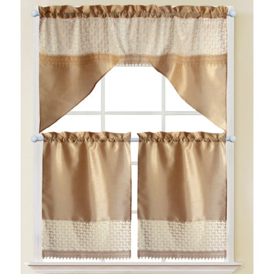 Skylin Macrame Swag 56'' W Kitchen Curtain Set
