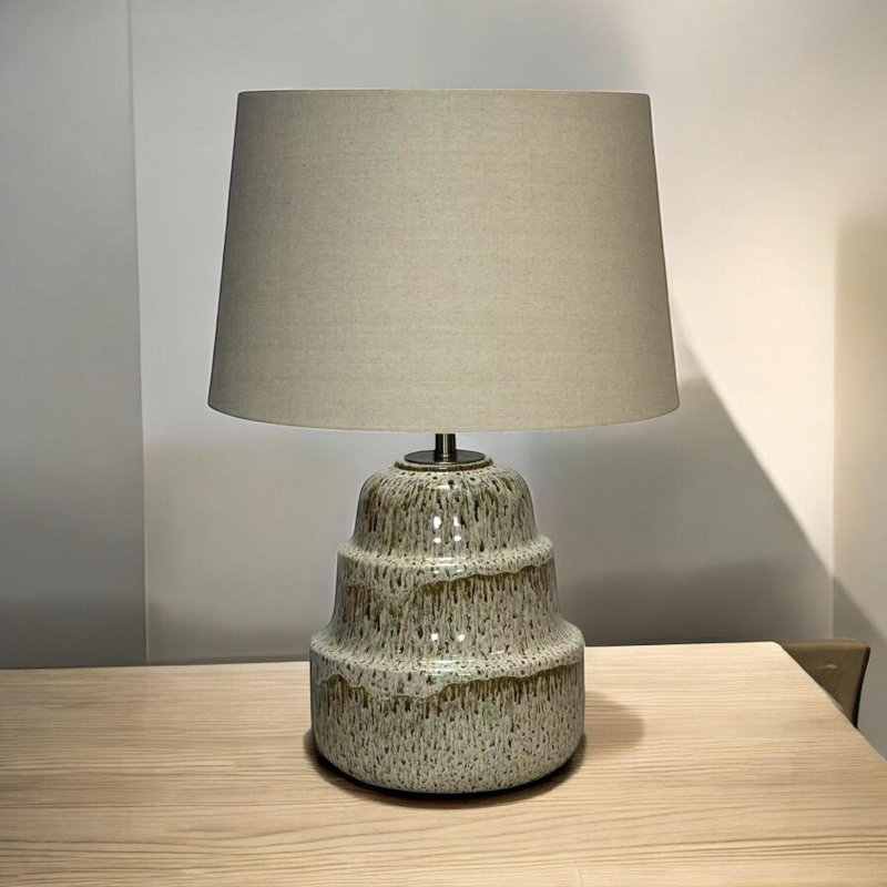 Elegant 59cm Table Lamp with Ceramic Base and Soft Fabric Shade, Perfect Accent for Bedroom, Living Room, or Study