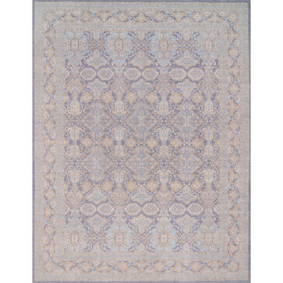 Tapis beige / gris / bleu clair de haute qualité noué à la main Ziegler 3000