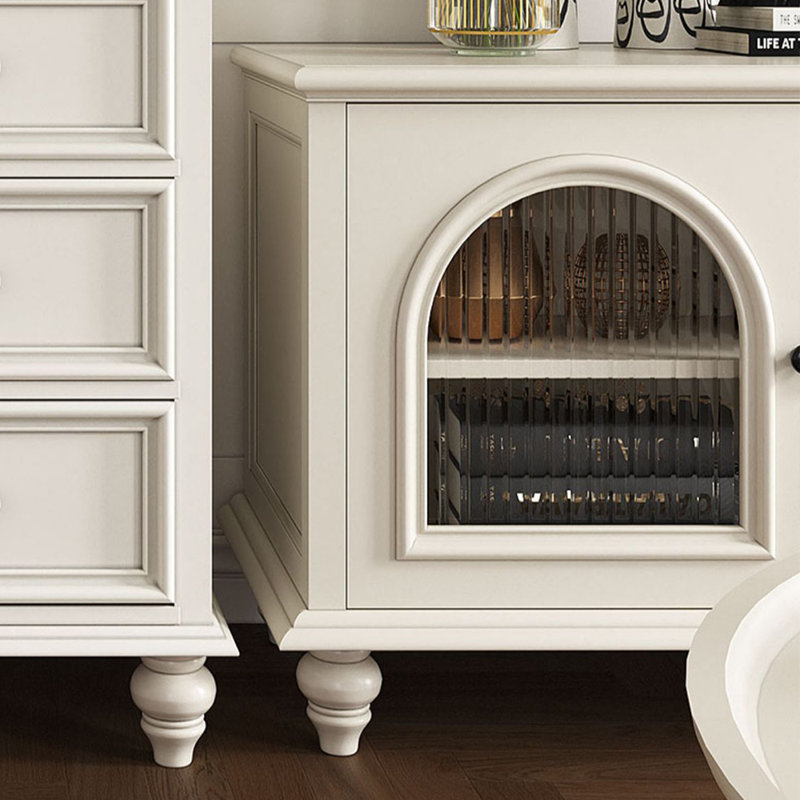 Meuble télé surélevé de style crème clair, 70.86"