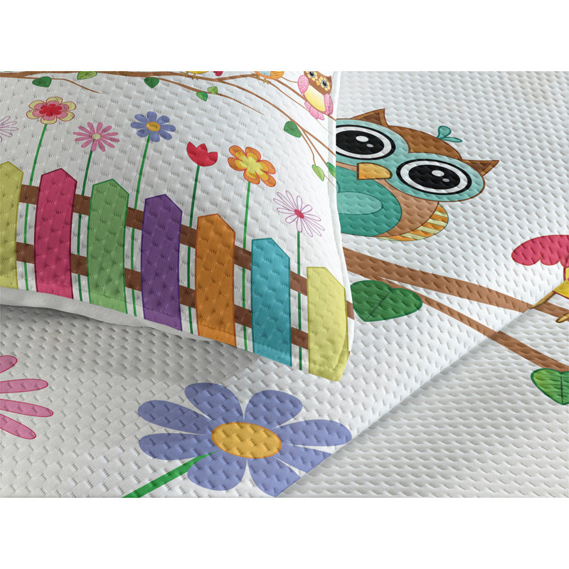 Owl Coverlet, Twin Bedspread + 1 Sham