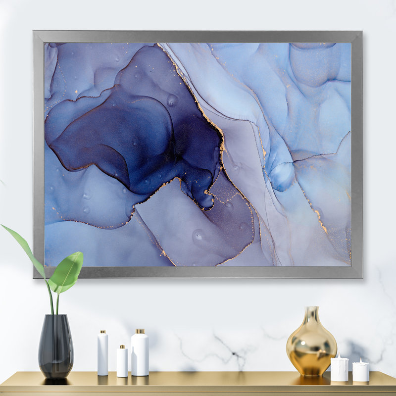 Mauve luxueux abstrait fluide V - peinture sur toile, H 12 po x l 20 po x P 1 po, Cadre photo argenté