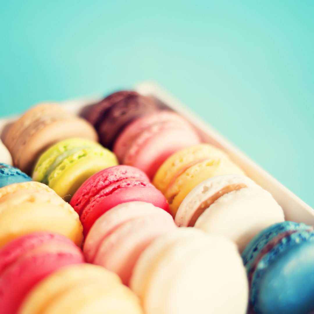 Rows of Macaroons von Andreka - Leinwandfoto